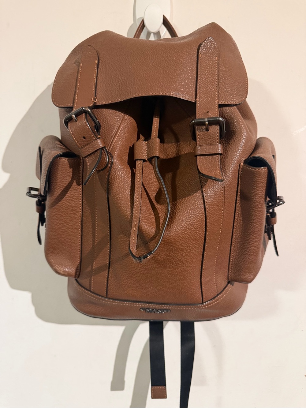 Coach Leather Drawstring Backpack - Brown
